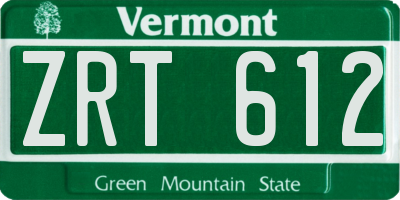 VT license plate ZRT612