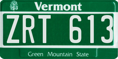 VT license plate ZRT613