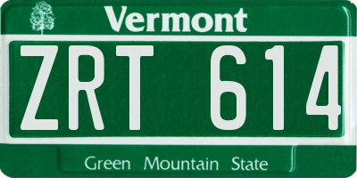 VT license plate ZRT614