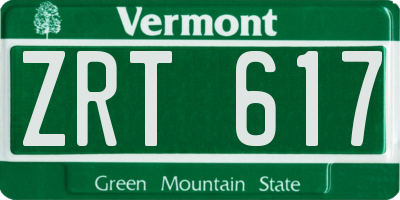 VT license plate ZRT617