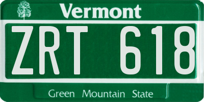 VT license plate ZRT618