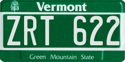 VT license plate ZRT622