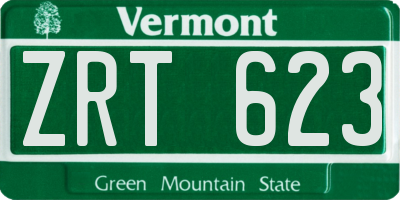 VT license plate ZRT623