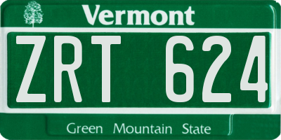VT license plate ZRT624