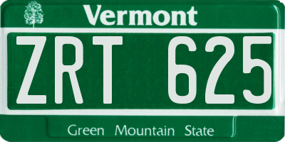VT license plate ZRT625