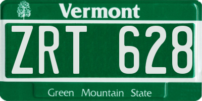 VT license plate ZRT628