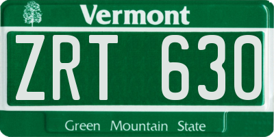 VT license plate ZRT630
