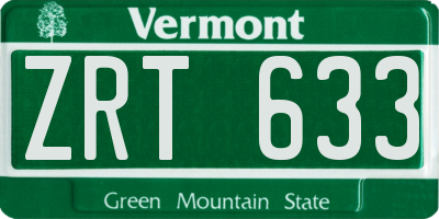 VT license plate ZRT633
