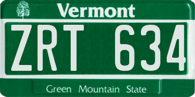VT license plate ZRT634
