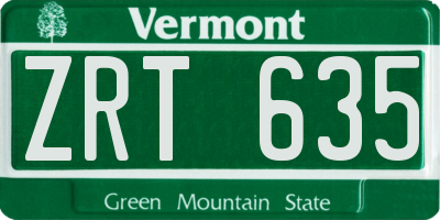 VT license plate ZRT635