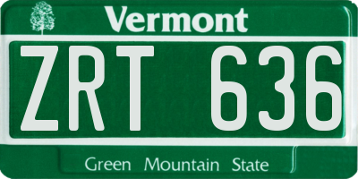 VT license plate ZRT636
