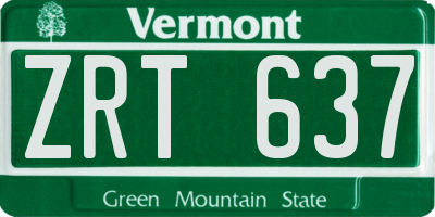 VT license plate ZRT637