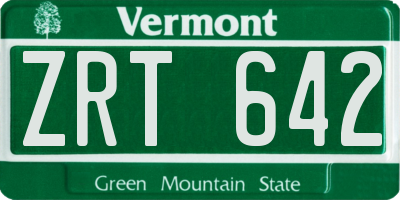 VT license plate ZRT642