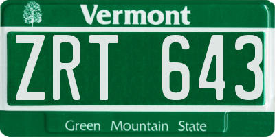 VT license plate ZRT643
