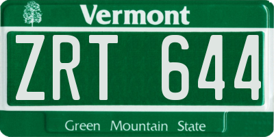 VT license plate ZRT644