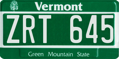 VT license plate ZRT645