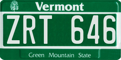VT license plate ZRT646