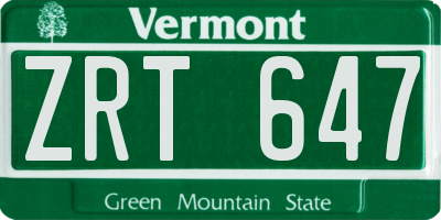VT license plate ZRT647