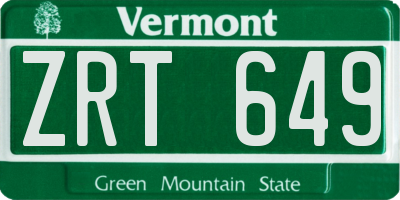 VT license plate ZRT649