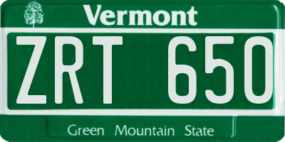 VT license plate ZRT650