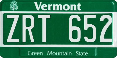 VT license plate ZRT652