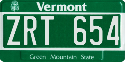 VT license plate ZRT654