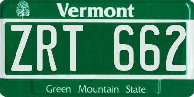 VT license plate ZRT662