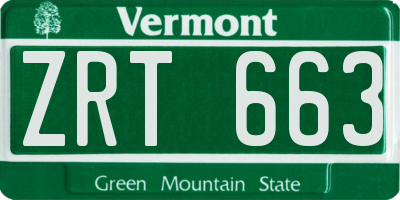 VT license plate ZRT663