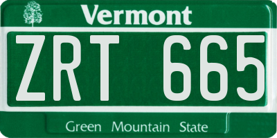 VT license plate ZRT665