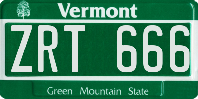VT license plate ZRT666