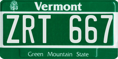 VT license plate ZRT667