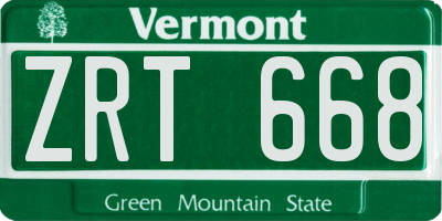 VT license plate ZRT668