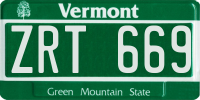 VT license plate ZRT669