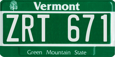 VT license plate ZRT671
