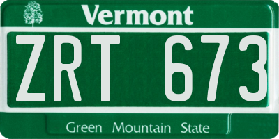 VT license plate ZRT673