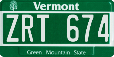 VT license plate ZRT674