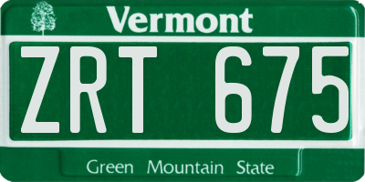 VT license plate ZRT675