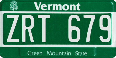 VT license plate ZRT679