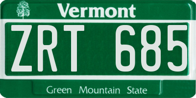VT license plate ZRT685
