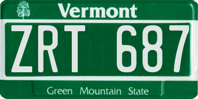 VT license plate ZRT687
