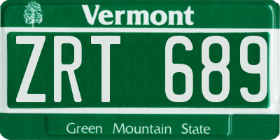 VT license plate ZRT689