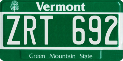 VT license plate ZRT692