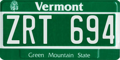 VT license plate ZRT694