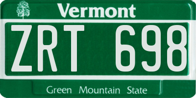 VT license plate ZRT698