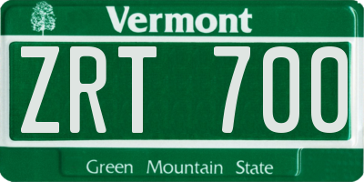 VT license plate ZRT700