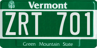 VT license plate ZRT701