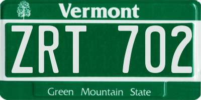 VT license plate ZRT702