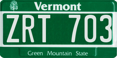 VT license plate ZRT703
