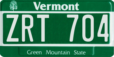 VT license plate ZRT704