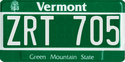 VT license plate ZRT705
